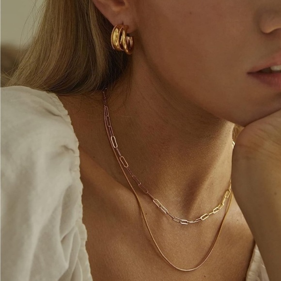 GOLD 14k Gold Plated 2pc Chain Necklace Set - Picture 3 of 4